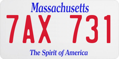 MA license plate 7AX731