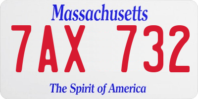 MA license plate 7AX732