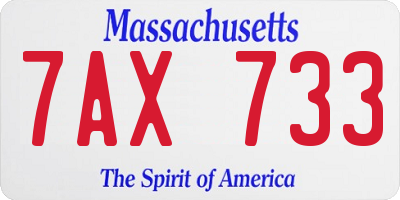 MA license plate 7AX733