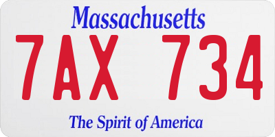 MA license plate 7AX734