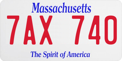 MA license plate 7AX740