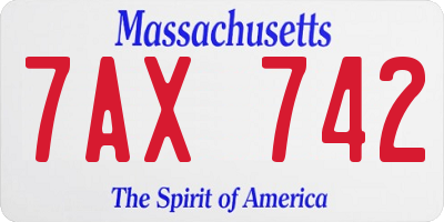 MA license plate 7AX742