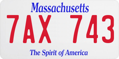 MA license plate 7AX743