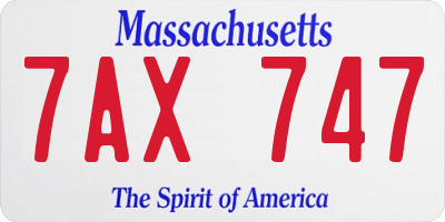 MA license plate 7AX747