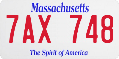 MA license plate 7AX748