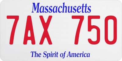 MA license plate 7AX750