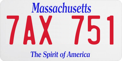 MA license plate 7AX751
