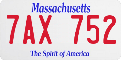 MA license plate 7AX752