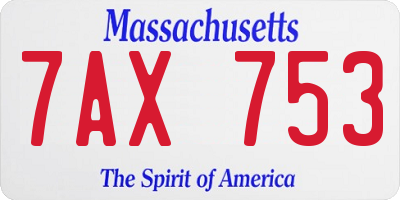 MA license plate 7AX753