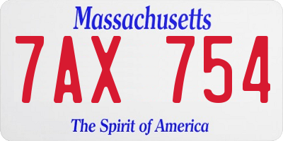 MA license plate 7AX754