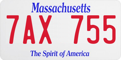 MA license plate 7AX755