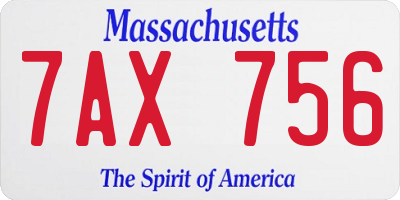 MA license plate 7AX756