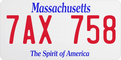 MA license plate 7AX758