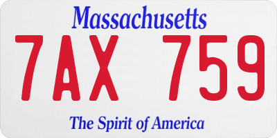 MA license plate 7AX759