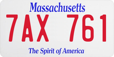 MA license plate 7AX761