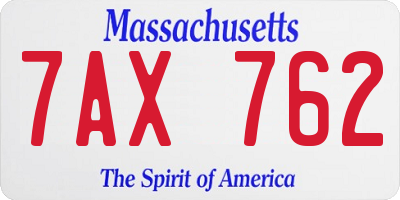 MA license plate 7AX762