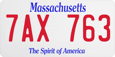 MA license plate 7AX763