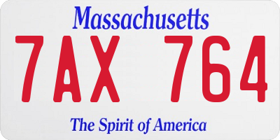MA license plate 7AX764