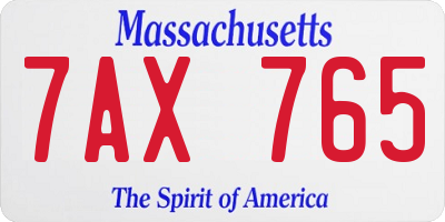 MA license plate 7AX765
