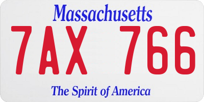 MA license plate 7AX766