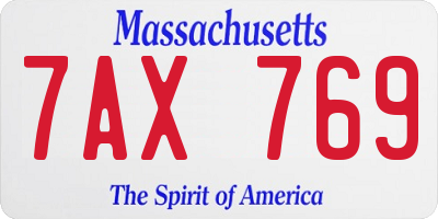 MA license plate 7AX769