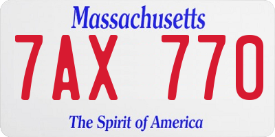 MA license plate 7AX770