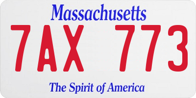 MA license plate 7AX773