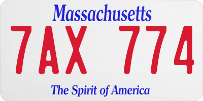MA license plate 7AX774