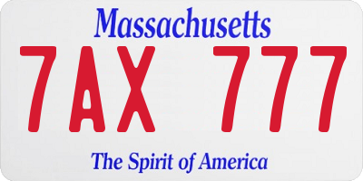 MA license plate 7AX777