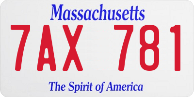 MA license plate 7AX781