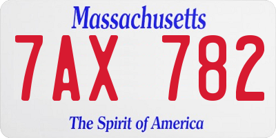 MA license plate 7AX782