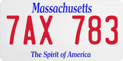 MA license plate 7AX783