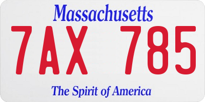 MA license plate 7AX785
