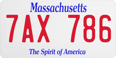 MA license plate 7AX786