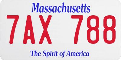 MA license plate 7AX788