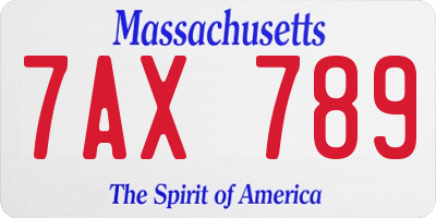 MA license plate 7AX789