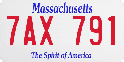 MA license plate 7AX791