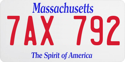 MA license plate 7AX792
