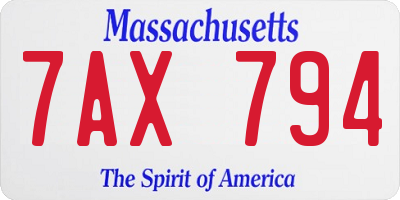 MA license plate 7AX794
