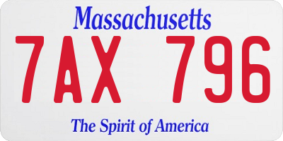 MA license plate 7AX796