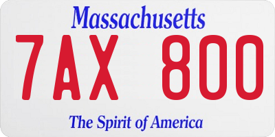MA license plate 7AX800
