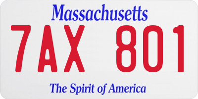 MA license plate 7AX801