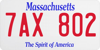 MA license plate 7AX802