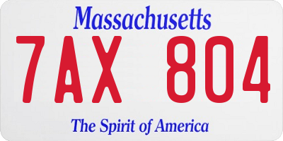 MA license plate 7AX804