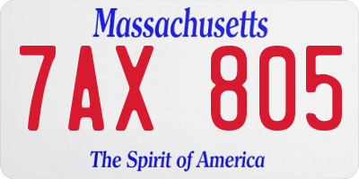 MA license plate 7AX805
