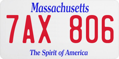 MA license plate 7AX806