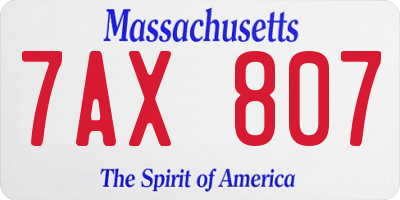 MA license plate 7AX807