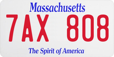 MA license plate 7AX808