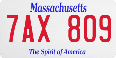 MA license plate 7AX809