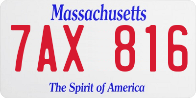 MA license plate 7AX816